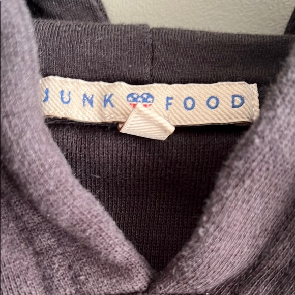 JUNK FOOD Clothing Black Cropped Hoodie Luxury Text Design size small - Picture 3 of 10